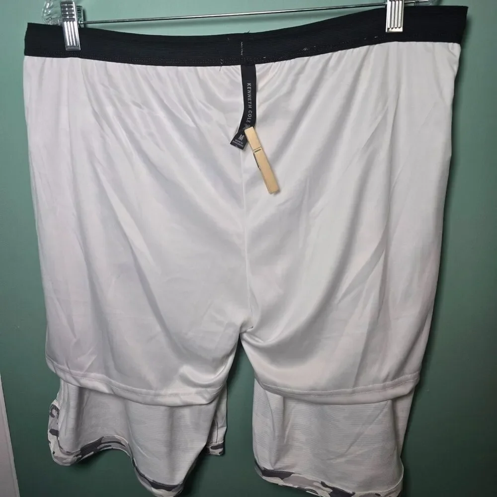 Kenneth Cole Active White Camo Tech Jogger Shorts Men's M NWT